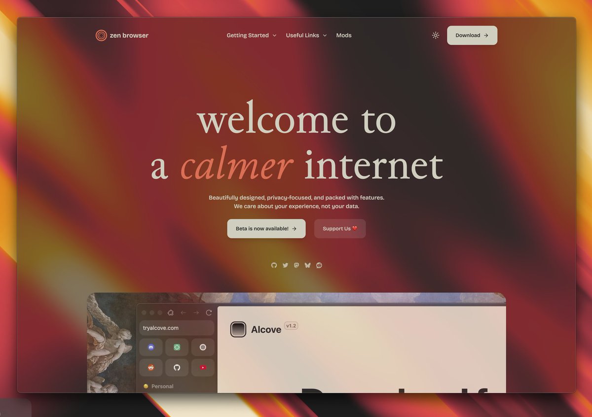 sameeraswdotcom's tweet image. These are not mockups or prototypes. This is @zen_browser mixed with some website styles with the Zen Internet addon project I've made.
I call this combo Zen Zero because it makes the websites feel native than being in a regular browser UI.
Guide : sameerasw.com/zen