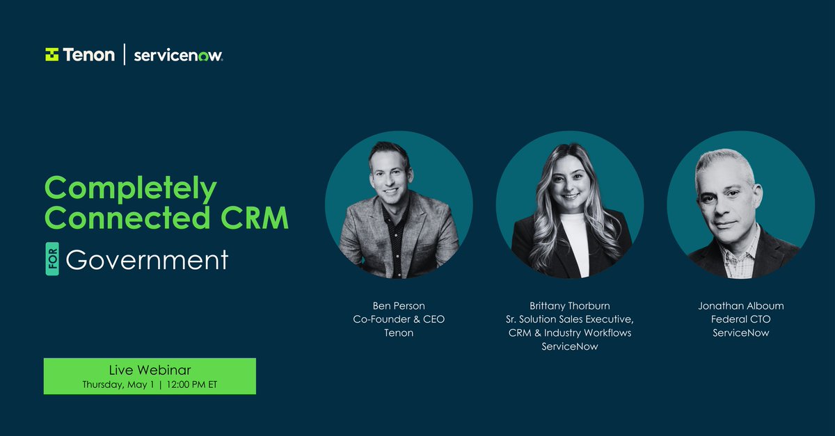 Smarter citizen services start with a fully connected CRM. 🏛️ Join Tenon and ServiceNow to learn how a unified solution delivers faster, more responsive support. 

Register here: spr.ly/60122sIJj