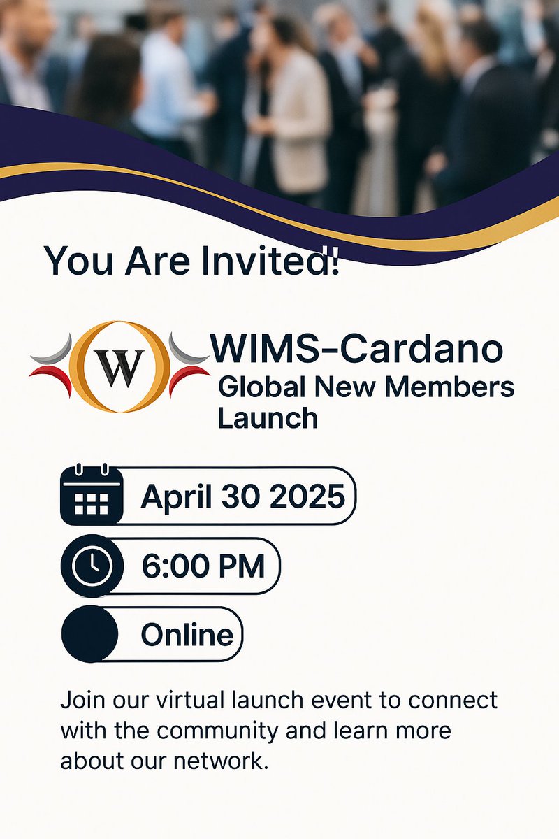 5ihle_'s tweet photo. 🌍✨ You’re Invited! Join us for the WIMS-Cardano Global New Members Launch happening this Wednesday, April 30th at 6:00 PM (Africa/Johannesburg time) — live online!

🎉 Connect with passionate minds from across the globe

Video link : https//meet.google.com/wqc-dqzn-xhk https://t.co/xgCOqioivK