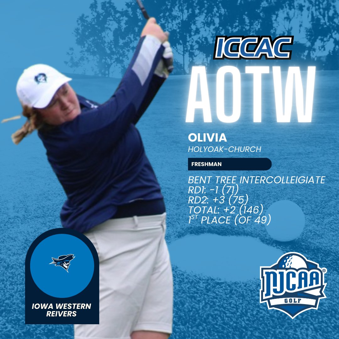 ICCAC Sports (@iccacsports) on Twitter photo ATHLETE OF THE WEEK
🗓️APRIL 21-27
GOLF⛳️
Bennett Berger (<a href="/NiaccGolf/">NIACC Trojans Golf</a>)
Meghan Delong (<a href="/NiaccGolf/">NIACC Trojans Golf</a>)
Olivia Holyoak-Church (<a href="/GolfReiver/">Reiver Women's Golf</a>)
🔗iccac.org/awards/players…
#NJCAAGolf⛳️ ATHLETE OF THE WEEK
🗓️APRIL 21-27
GOLF⛳️
Bennett Berger (<a href="/NiaccGolf/">NIACC Trojans Golf</a>)
Meghan Delong (<a href="/NiaccGolf/">NIACC Trojans Golf</a>)
Olivia Holyoak-Church (<a href="/GolfReiver/">Reiver Women's Golf</a>)
🔗iccac.org/awards/players…
#NJCAAGolf⛳️