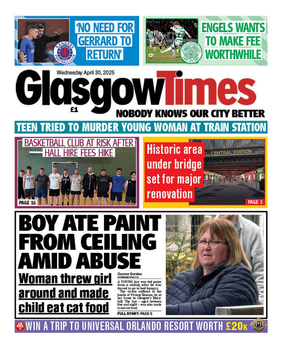 "BOY ATE PAINT FROM CEILING AMID ABUSE"

<a href="/ConnorGordon_/">Connor Gordon</a> for <a href="/Glasgow_Times/">Glasgow Times</a>.
FULL STORY: t.ly/AvJqi

A young boy was fed paint front a ceiling by #YvonneKeenan after he was forced to go to bed hungry in her Maryhill home.

#GlasgowTimes
#IBPAPERS
#TomorrowsPapersToday