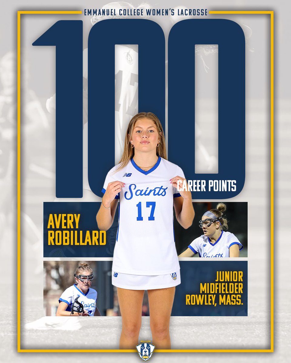 ECSaints's tweet photo. 𝐑𝐨𝐛𝐢𝐥𝐥𝐚𝐫𝐝 𝐑𝐞𝐚𝐜𝐡𝐞𝐬 💯🥍

Junior Avery Robillard tallied a goal and an assist in Saturday’s GNAC Quarterfinal win over Regis, eclipsing 100 career points!

#GoECSaints https://t.co/Nf5Kiq3ZP8
