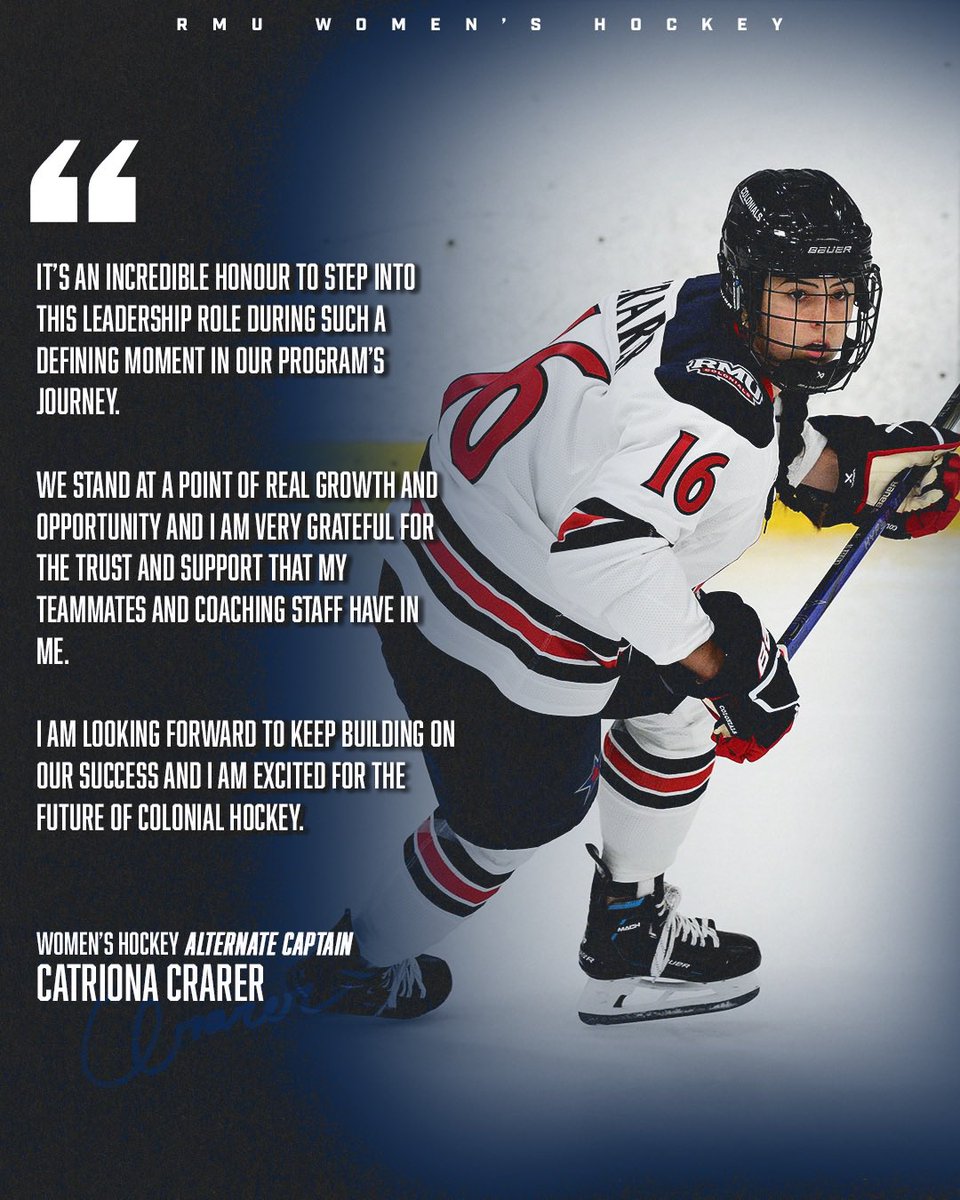 Our final Alternate Captain for the 2025-26 season is CATRIONA CRARER‼️

We’re thrilled to see Cat step into an expanded leadership role as she helps guide the Colonials toward success this upcoming season!