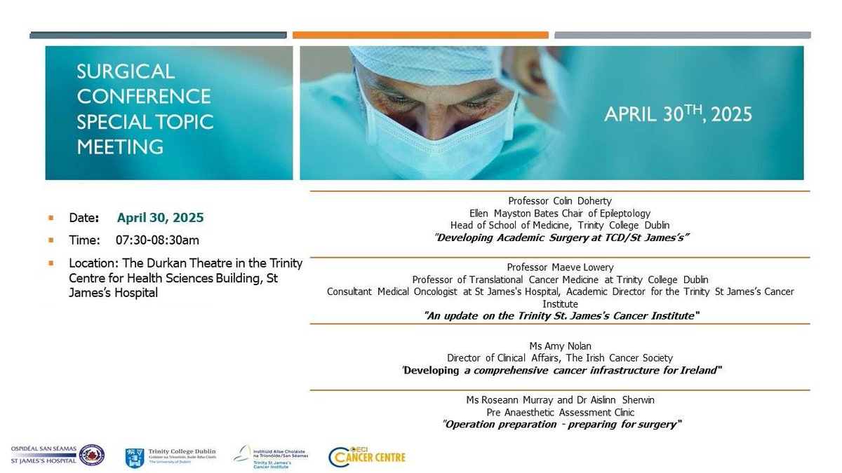 Jessie Elliott (@jessieaelliott) on Twitter photo Looking forward to this special topic meeting tomorrow at the Surgical Conference St. Jamesโs Hospital focusing on Cancer Care and Surgery at the Trinity St. Jamesโs Cancer Institute <a href="/CancerInstIRE/">Trinity St James's Cancer Institute</a> - hope to see you there!
<a href="/stjamesdublin/">St James's Hospital</a> <a href="/KeohaneNicola/">Nicola Keohane</a> <a href="/enright_cathy/">Cathy Enright</a> <a href="/JacinthaOS/">Jacintha OโSullivan</a> Looking forward to this special topic meeting tomorrow at the Surgical Conference St. Jamesโs Hospital focusing on Cancer Care and Surgery at the Trinity St. Jamesโs Cancer Institute <a href="/CancerInstIRE/">Trinity St James's Cancer Institute</a> - hope to see you there!
<a href="/stjamesdublin/">St James's Hospital</a> <a href="/KeohaneNicola/">Nicola Keohane</a> <a href="/enright_cathy/">Cathy Enright</a> <a href="/JacinthaOS/">Jacintha OโSullivan</a>