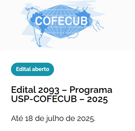 Edital 2093 – Programa USP – COFECUB – 2025. 
Inscrições até 18 de julho de 2025. Saiba mais: internationaloffice.usp.br/new/edital-209…

<a href="/abcdusp/">ABCD</a> <a href="/aucani_usp/">USP International Office</a>