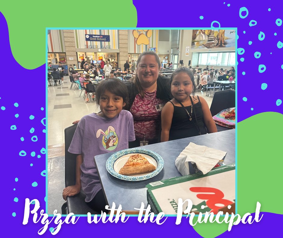 BIG TIGER Shout out to Yaretzi and Leti in 1st for earning a pizza lunch with our principal, Mrs. Landry! Both girls earned this reward by turning in 1000 TIGER tickets at the School Store. Way to show your stripes! #MTE #MtETigers #AllinAlvinISD