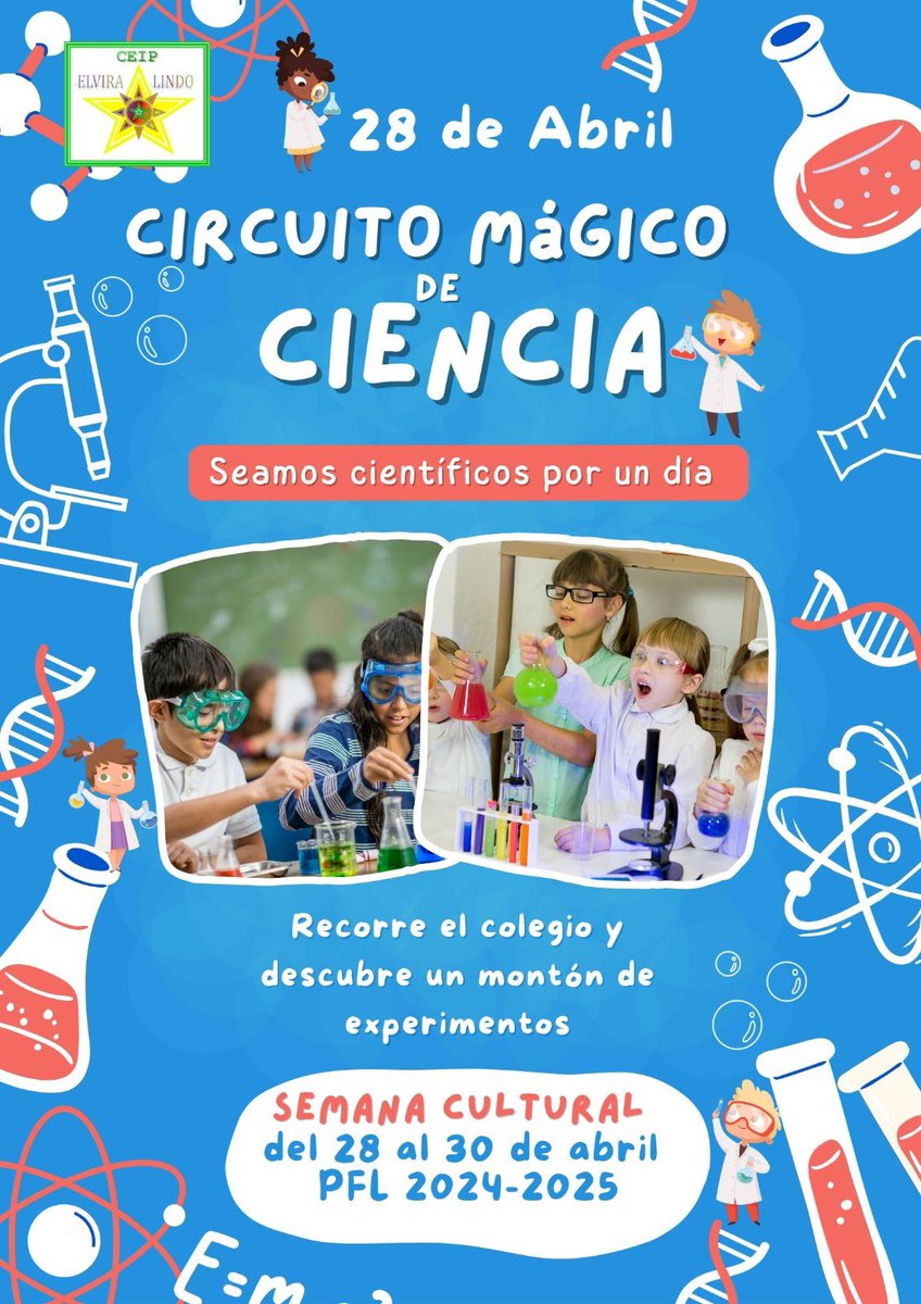 CEIPELVIRA's tweet photo. SEMANA CULTURAL 2025 “CEIP Elvira Lindo” 28, 29 y 30 de abril. #megustamicole #yosoydelelvira https://t.co/pPEL00AOSC