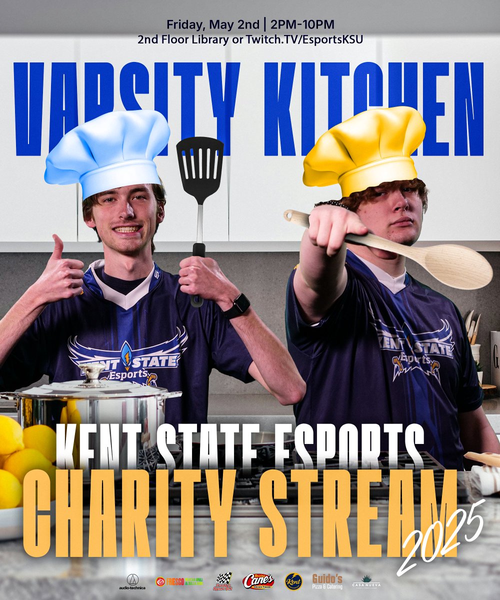 WANT TO SEE OUR VARSITY PLAYERS COOK?🧑‍🍳

Be sure to tune into our charity stream this Friday!

Participate in Giveaways, Tournaments, Community Games, and more!

🏠The Library/Arena
🕐Friday, May 2nd - 2PM
📺twitch.tv/esportsksu