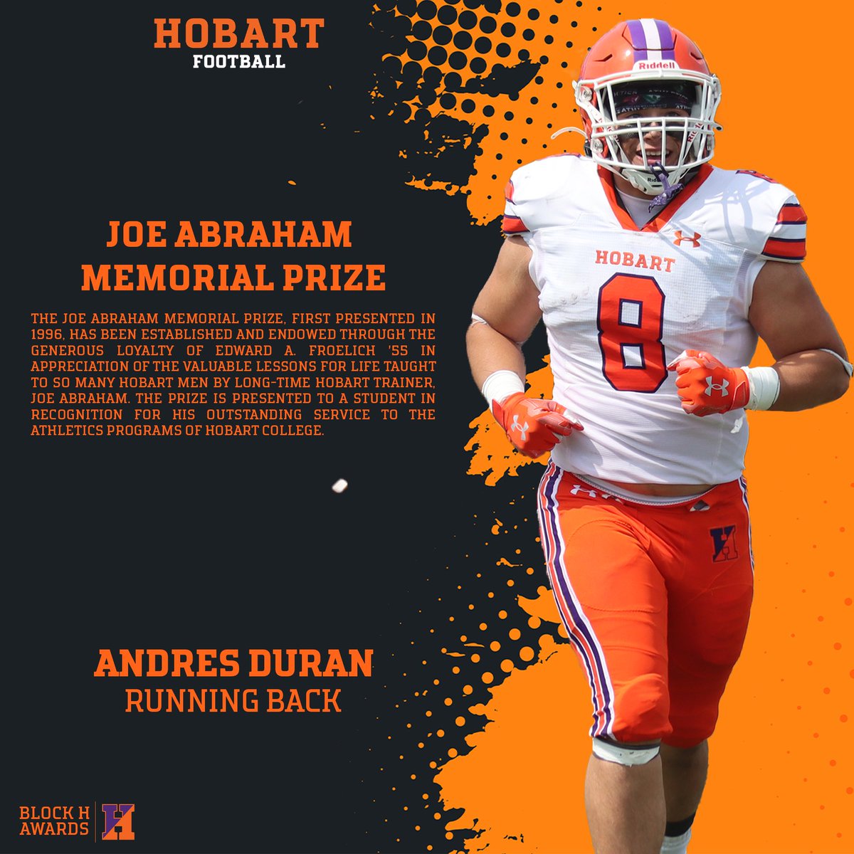 Congratulations to Andres Duran, winner of the Joe Abraham Memorial Prize!
#TheHobartWay #BlockHAwards