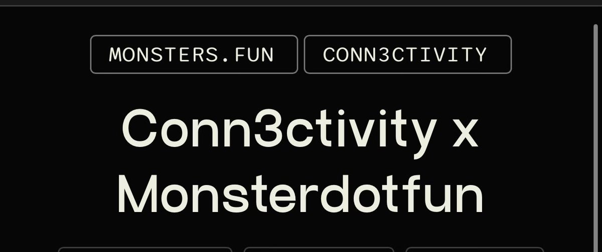 We don’t stop cooking in <a href="/CONN3CTIVITY_/">CONN3CTIVITY</a> !

Shoutout to <a href="/kickzeth/">Kickz</a> and <a href="/monstersdotfun/">Monsters</a> 

Raffles are up for conn3ctoors 👀
