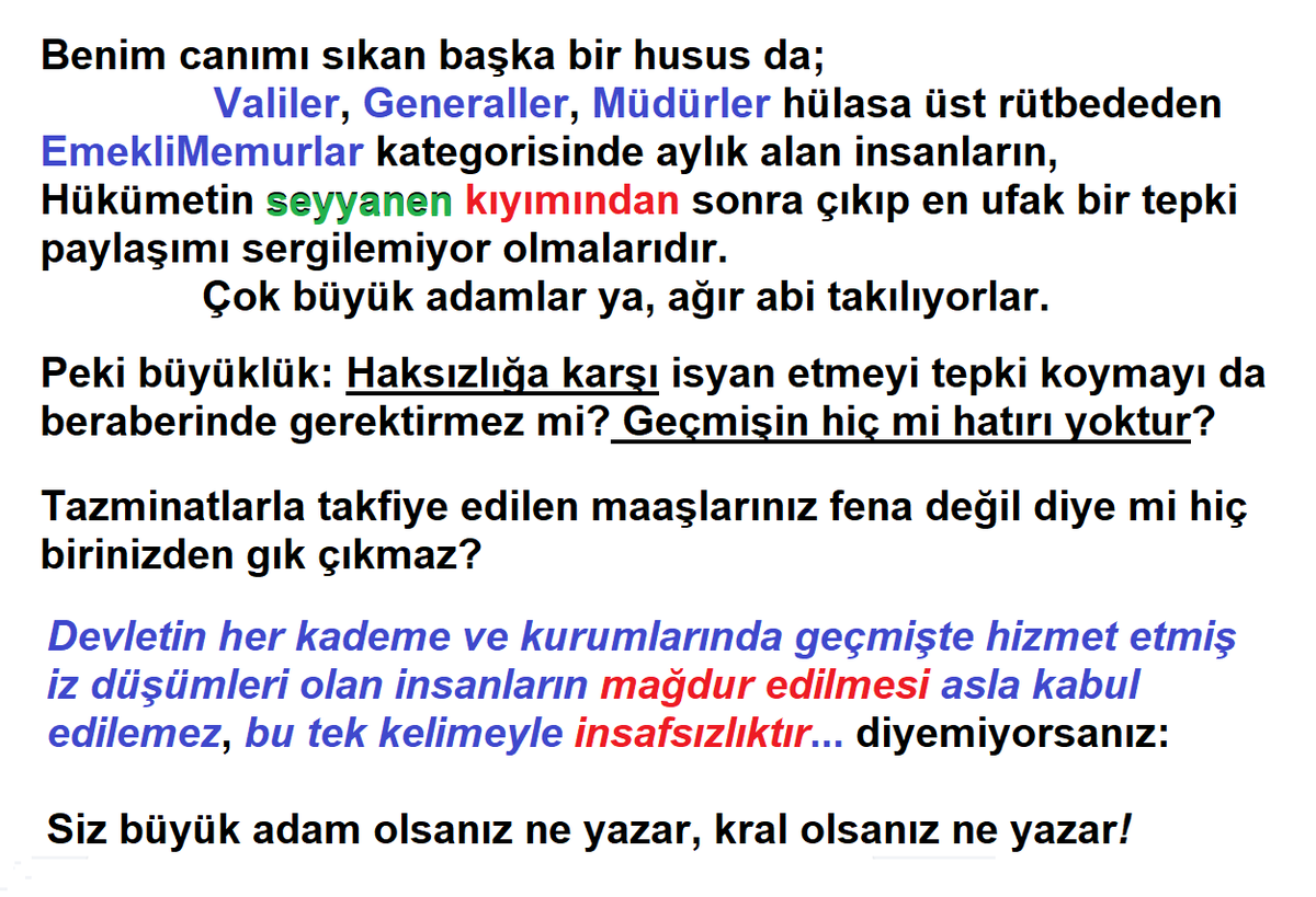 CeyhanK06926811's tweet photo. #Valiler, #Müdürler, #Generaller, #Memurlar... (?)
İhmal ve yok saymakla insanların yüreğini kanattınız!
👉@Akparti @MHP_Bilgi 👈
#EmekliMemur #MemurEmeklisineAdalet nerede?
@herkesicinCHP👈 Senin de gıkın çıkmıyor bilmiyor değiliz! https://t.co/XwyOO5uHtG