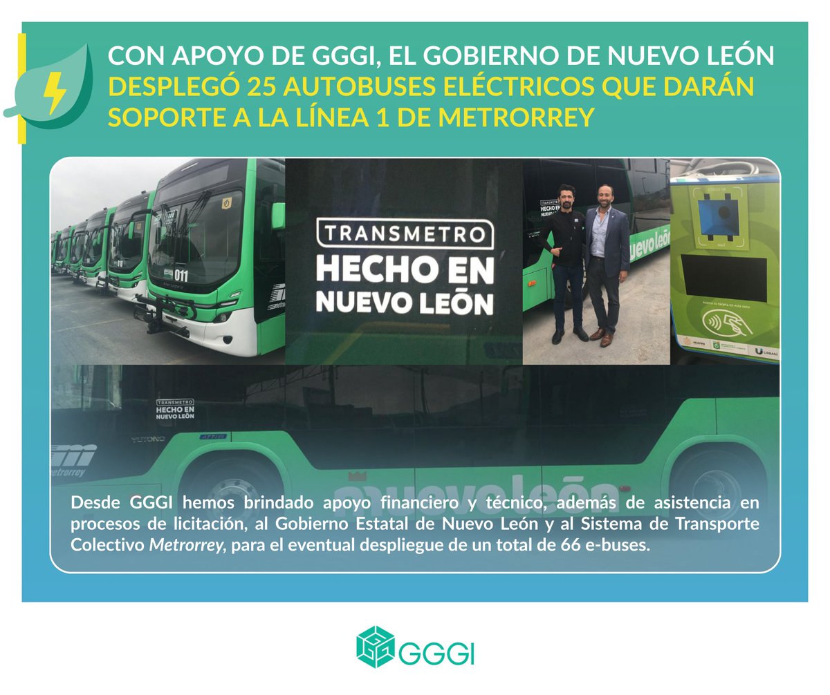 GGGI México 🌿🇲🇽 (@gggimex) on Twitter photo 🚍⚡ ¡Nuevo hito de electromovilidad en Nuevo León!
Hoy el Gobernador del estado, <a href="/samuel_garcias/">Samuel García</a> dio el banderazo a 25 nuevos buses eléctricos (e-buses) en la estación Talleres de la Línea 1 Metrorrey, contribuyendo a un sistema de transporte más limpio y eficiente. 🌱
Desde 🚍⚡ ¡Nuevo hito de electromovilidad en Nuevo León!
Hoy el Gobernador del estado, <a href="/samuel_garcias/">Samuel García</a> dio el banderazo a 25 nuevos buses eléctricos (e-buses) en la estación Talleres de la Línea 1 Metrorrey, contribuyendo a un sistema de transporte más limpio y eficiente. 🌱
Desde