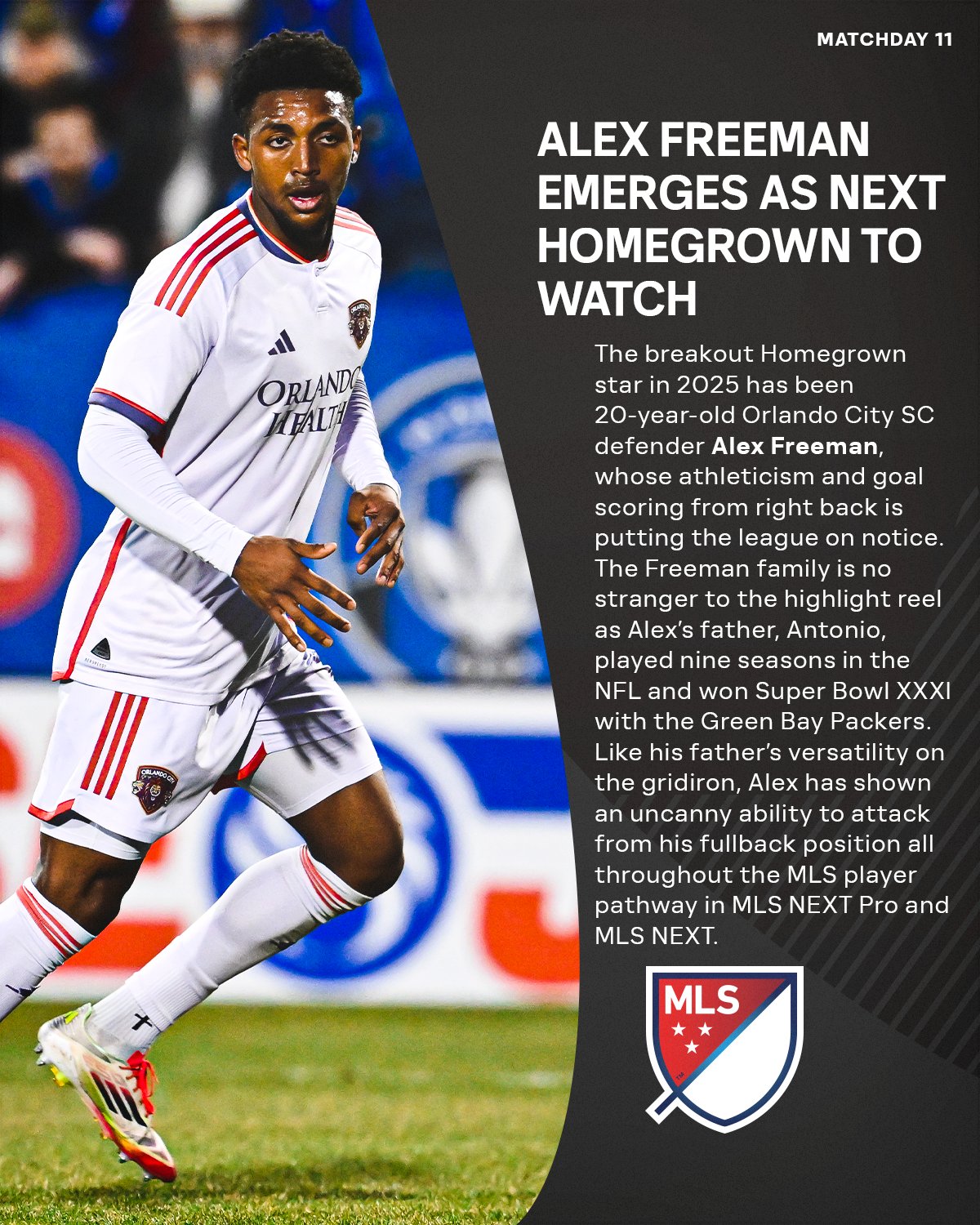 MLS Communications on X: ⚽️The breakout Homegrown star in 2025 has been  20-year-old Alex Freeman of @OrlandoCitySC, whose athleticism is putting  the league on notice. The Freeman family is no stranger to