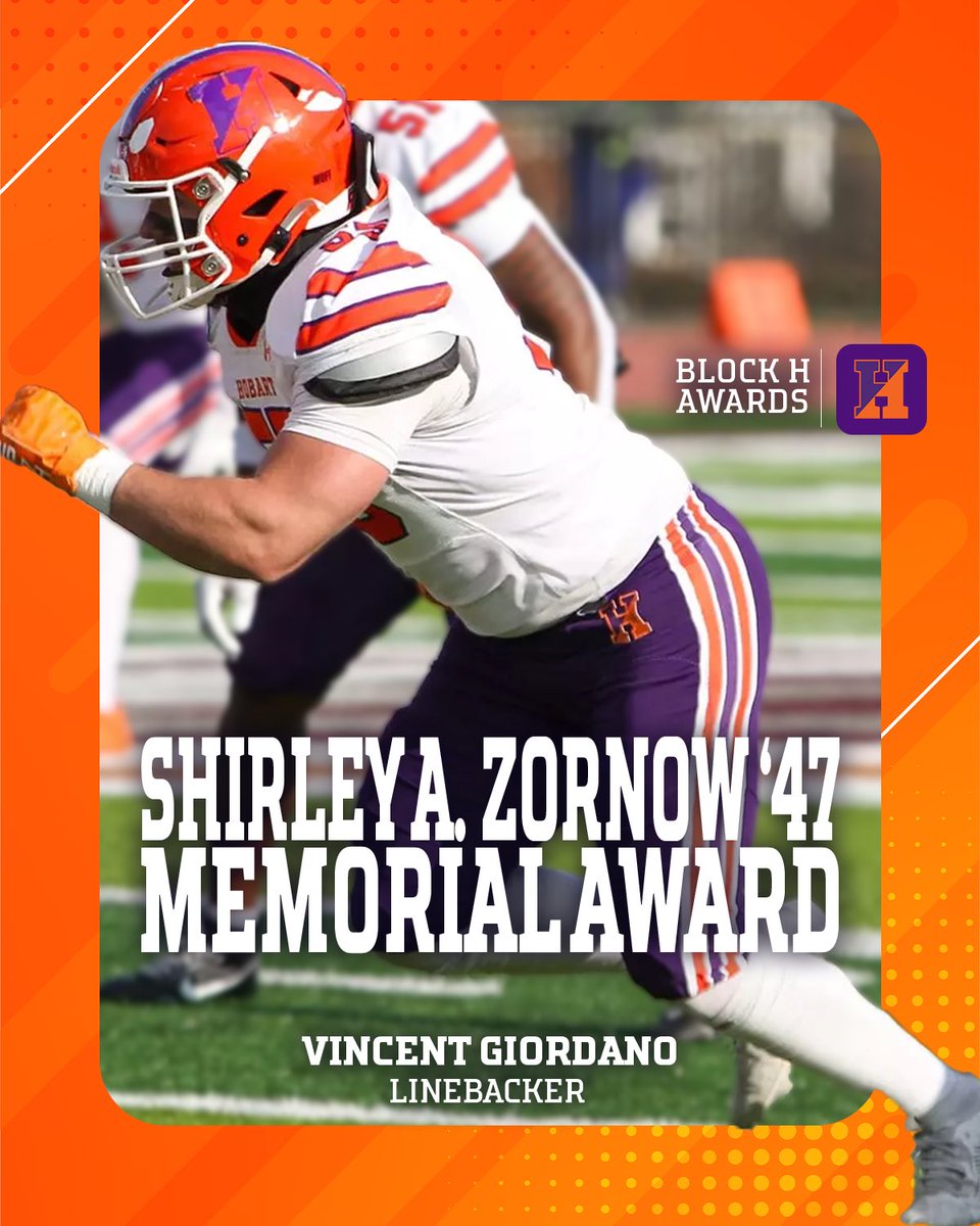 Congratulations to Vincent Giordano, recipient of The Shirley A. Zornow ‘47 Memorial Award for improvement, untiring perseverance and the will to win. 
#TheHobartWay #BlockHAwards