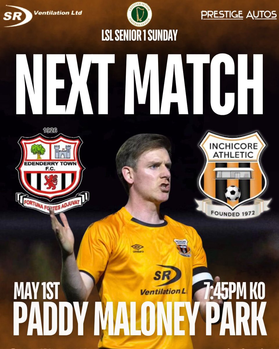 Inchicore Ath FC (@inchicoreathfc) on Twitter photo This Thursday we travel <a href="/EdenderryTown/">Edenderry Town FC</a> for a 7:45pm ko as we continue our busy schedule into the end of the season. 🟠🟠🟠⚽️⚽️⚽️ <a href="/LSLLeague/">Leinster Senior League</a> <a href="/AlQuinn2015/">LSL Live Update’s</a> This Thursday we travel <a href="/EdenderryTown/">Edenderry Town FC</a> for a 7:45pm ko as we continue our busy schedule into the end of the season. 🟠🟠🟠⚽️⚽️⚽️ <a href="/LSLLeague/">Leinster Senior League</a> <a href="/AlQuinn2015/">LSL Live Update’s</a>