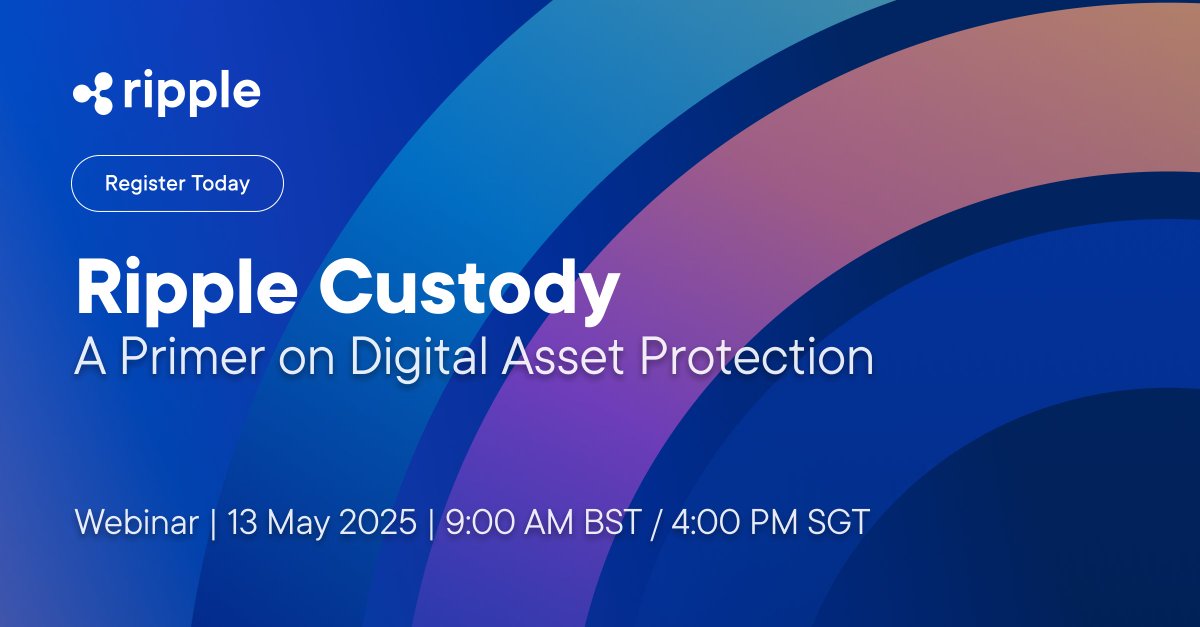 The recent $1.5B Bybit hack is the largest in crypto history. As digital asset demand grows, so does the need for top-tier protection.

📆 Join our webinar: Ripple Custody: A Primer on Digital Asset Protection
📍May 13, 9AM BST / 4PM SGT

Register here: on.ripple.com/44Q2zN9