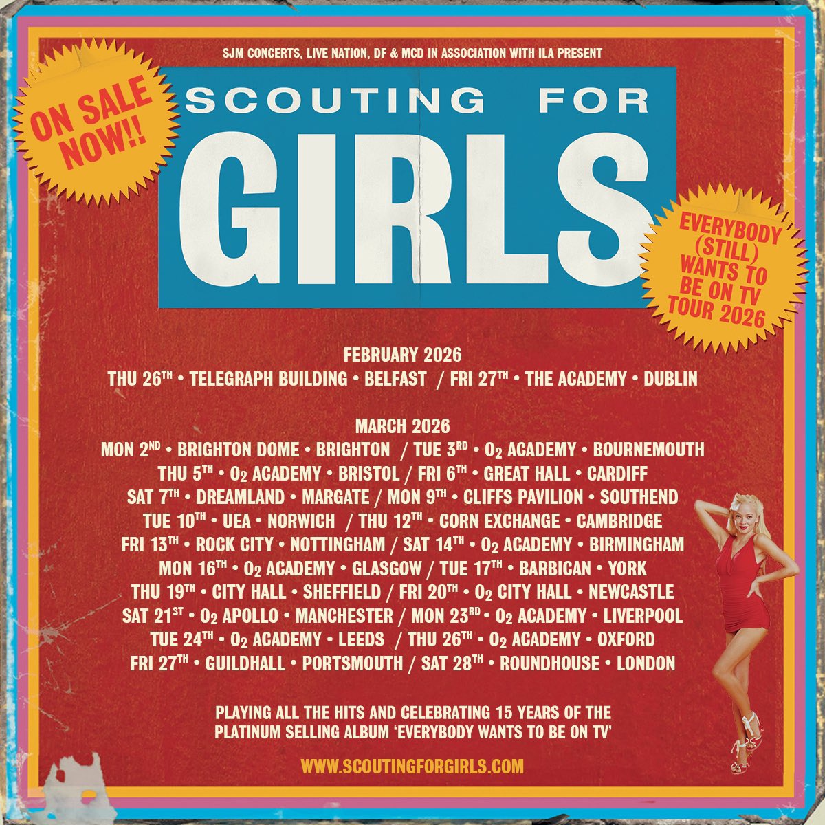 🎉 Scouting For Girls fans! Our 2026 tour goes on sale TOMORROW, but only mailing list members get presale access at 10am GMT! Don’t miss out—join now at scoutingforgirls.com and secure your spot! 🎤 #SFGtour2026 #Presale