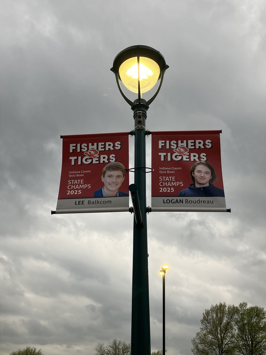 FishersIN's tweet photo. Congratulations to Fishers High School's Indiana Classic Quiz Bowl State Champs! 🏆 🐯 

Celebrating the achievements of students here in #FishersIN is always exciting. If your team has something to brag about, consider applying for a banner around municipal here: https://t.co/y9f11RTnTu