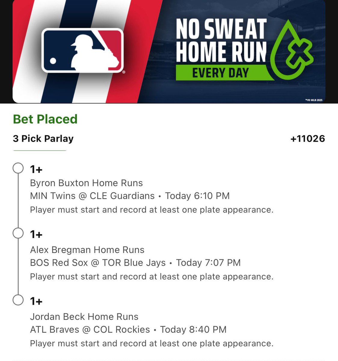 Triple 🅱️🅱️🅱️’s Homerun Parlay ⚾️⚾️⚾️