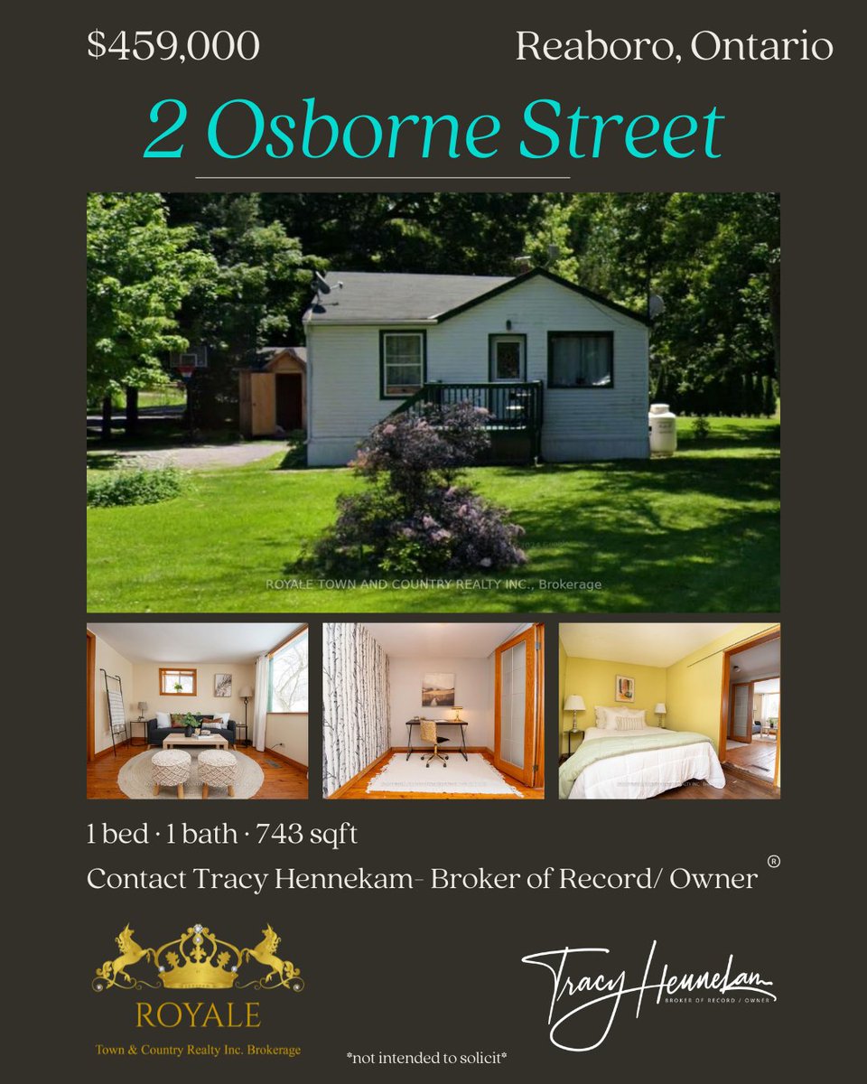 Whether you're starting fresh or settling into retirement, this cute-as-a-button home offers peaceful living just minutes from Lindsay

Listed at $459,000
Listed with : Tracy Hennekam- Broker of Record/ Owner
Royale Town &amp; Country Realty Inc. Brokerage

*not intended to solicit*