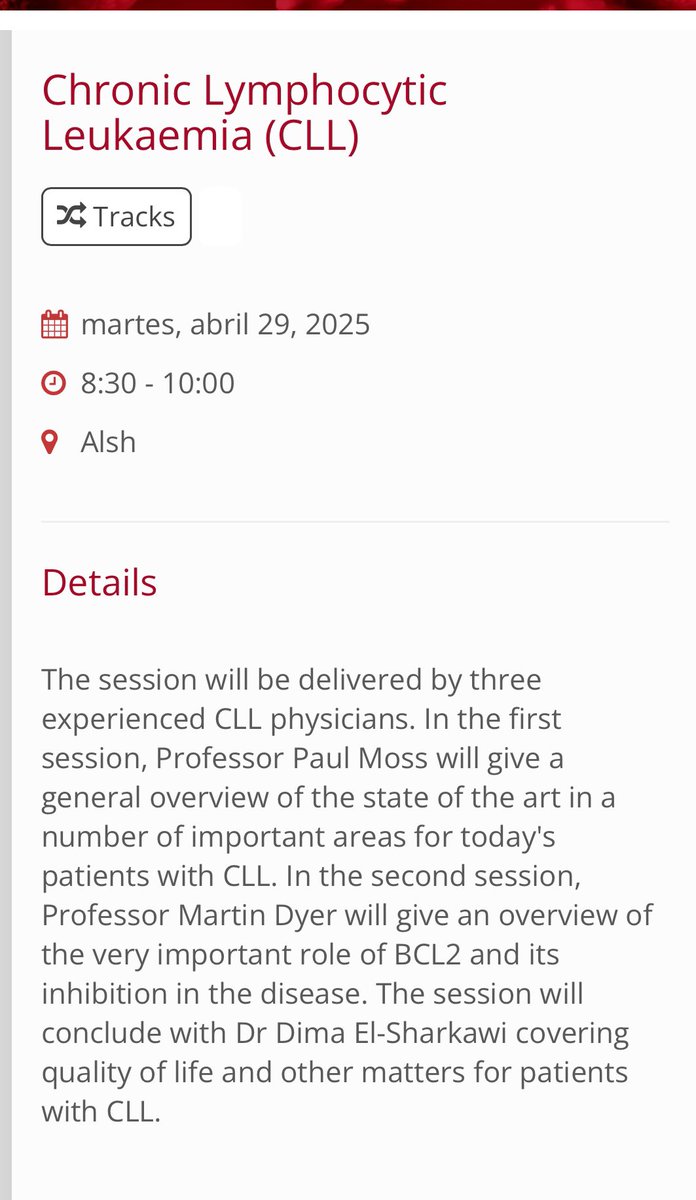 UK Chronic Lymphocytic Leukaemia (CLL) Forum (@ukcllforum) on Twitter photo Great success of the <a href="/UkCllforum/">UK Chronic Lymphocytic Leukaemia (CLL) Forum</a> session at #BSH2025.
Many thanks to Prof Paul Moss, Prof Martin Dyer and Dima El-Sharkawi for their valuable, insightful and engaging talks.
See you in October in our Clinical Sciences meeting. Great success of the <a href="/UkCllforum/">UK Chronic Lymphocytic Leukaemia (CLL) Forum</a> session at #BSH2025.
Many thanks to Prof Paul Moss, Prof Martin Dyer and Dima El-Sharkawi for their valuable, insightful and engaging talks.
See you in October in our Clinical Sciences meeting.