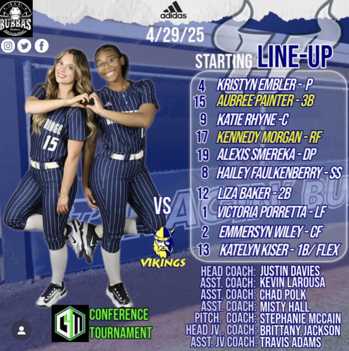 HRHSVarsitySoftball (@hrbullssoftball) on Twitter photo 🚨GAME DAY🚨
Ragin Bulls are home for a <a href="/Gm4Sports/">Greater Metro 4 Conference</a> tournament Semi-Final match up!
🆚 South Iredell Vikings
⏰ 6:30pm (after 1st Semi Final game)
📍 Hickory Ridge HS
📊 Game Changer
🤘🏽 HORNS UP
<a href="/hrhsbulls/">Hickory Ridge Ragin’ Bulls 🤘🏻</a> <a href="/MaxPreps/">MaxPreps</a> <a href="/charlottepreps/">Observer Preps</a> <a href="/HighSchoolOT/">HighSchoolOT</a> 🚨GAME DAY🚨
Ragin Bulls are home for a <a href="/Gm4Sports/">Greater Metro 4 Conference</a> tournament Semi-Final match up!
🆚 South Iredell Vikings
⏰ 6:30pm (after 1st Semi Final game)
📍 Hickory Ridge HS
📊 Game Changer
🤘🏽 HORNS UP
<a href="/hrhsbulls/">Hickory Ridge Ragin’ Bulls 🤘🏻</a> <a href="/MaxPreps/">MaxPreps</a> <a href="/charlottepreps/">Observer Preps</a> <a href="/HighSchoolOT/">HighSchoolOT</a>