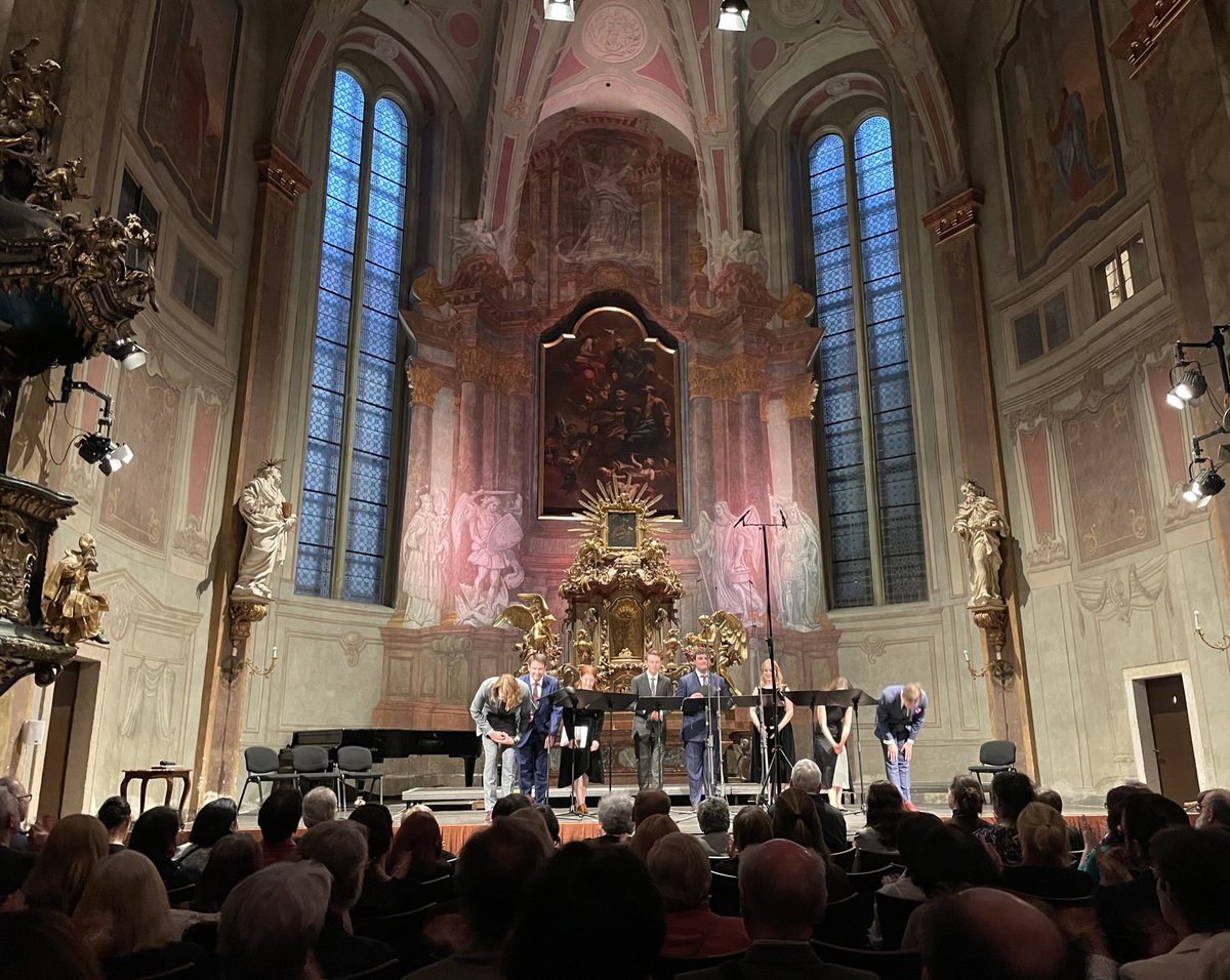 Delighted to welcome the talented British a capella <a href="/VOCES8/">VOCES8</a> in Prague for their wonderful concert of Renaissance music. Inspiring to hear about their commitment to music education and outreach to amateurs of all ages through workshops and masterclasses <a href="/v8_foundation/">VOCES8 Foundation</a>