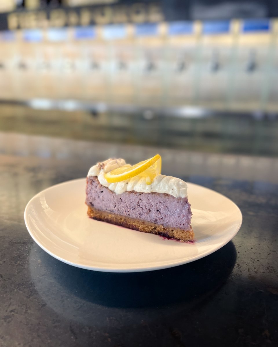 The new in-house made cheesecake of the month - blueberry lavender cheesecake

Blueberry and lavender cheesecake filling on a graham cracker crust topped with lavender whipped cream and a fresh lemon slice. Available for a limited time.

#fieldandforgebrewing #fieldandforge