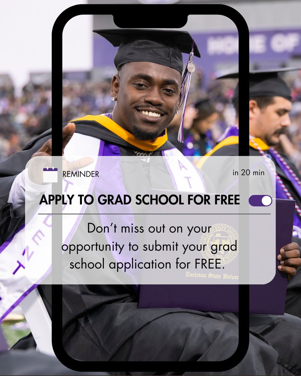Yes, FREE!! 🤑 The final day to take advantage of this application fee waiver is May 4 so don't miss out on your opportunity to invest in your future. Click the link to apply! 👉 bit.ly/42FIBDz #TarletonState  #TarletonBound