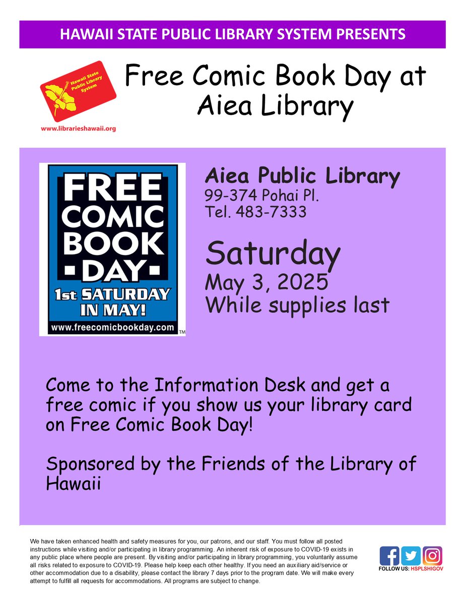 #FreeComicBookday #aiea #hsplshigov
