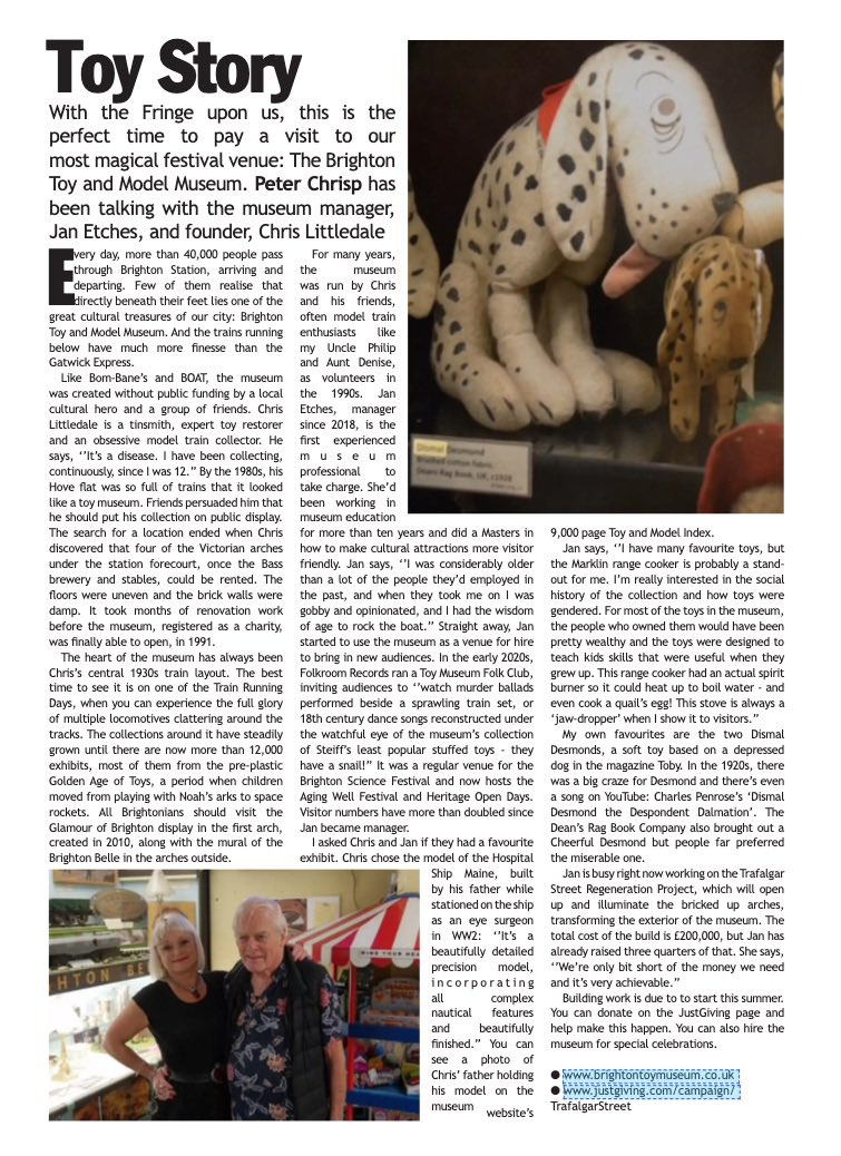 My latest article for the Whistler is about the wonderful Brighton Toy and Model Museum.

The whole mag is online here viewer.joomag.com/the-whistler-m…