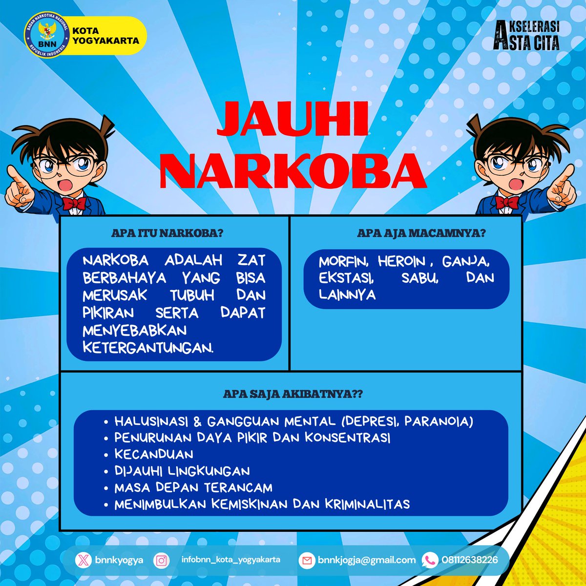 Ketahui pengertian dan jenis narkoba yang bisa saja ada di sekitar kita ya SoBer! Jangan sampai SoBer terjerumus dalam penyalahgunaan dan peredaran gelap Narkoba!