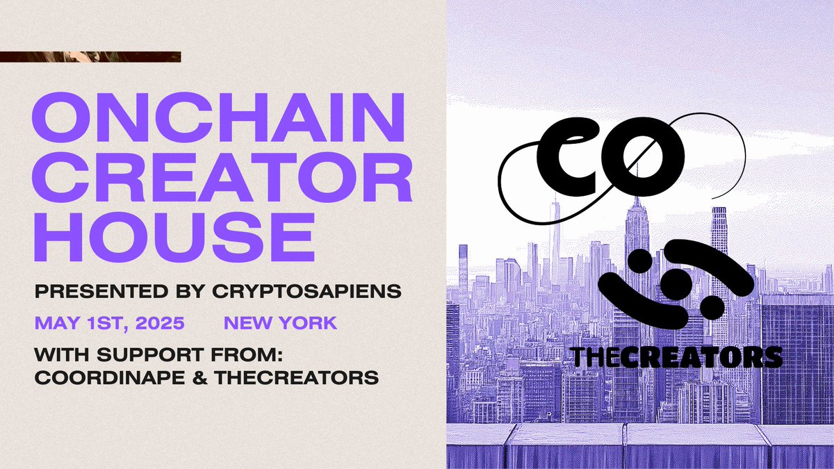 Onchain Creator House kicks off in New York on Thursday, a first-of-its-kind experience designed to meet creators where they are and bring them onchain.

To promote the adoption of onchain media, we are hosting a 24-hour hackathon tailored for creators.  

Thrilled to have