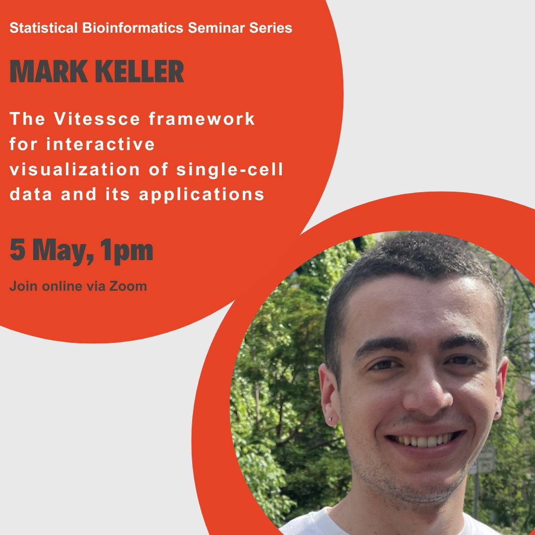 Sydney Precision Data Science Centre (@sydneybioinfo) on Twitter photo Join us next Monday for a talk by Mark Keller from
<a href="/harvardmed/">Harvard Medical School</a>! 🌟
📊The Vitessce framework for interactive visualization of single-cell data and its applications
⏱️5 May, 1 pm (AEST)
🔗bit.ly/4hZLxiR Join us next Monday for a talk by Mark Keller from
<a href="/harvardmed/">Harvard Medical School</a>! 🌟
📊The Vitessce framework for interactive visualization of single-cell data and its applications
⏱️5 May, 1 pm (AEST)
🔗bit.ly/4hZLxiR