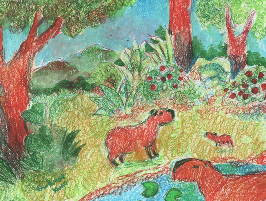 capybara oil pastel