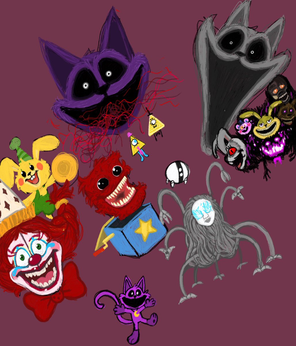 GoofyAhhBunny's tweet photo. Cute doodles I decided to make today hehe
#infinitytrain #PoppyPlaytime #PoppyPlaytimeChapter3 #FNAF #themimic #catnap #SecretOfTheMimic #projectplaytime #SmilingCritters #GravityFalls #BillCipher #bunzobunny #boxyboo #vanny #jackie #glitchtrap #helpi https://t.co/DcwEU2PC8Y