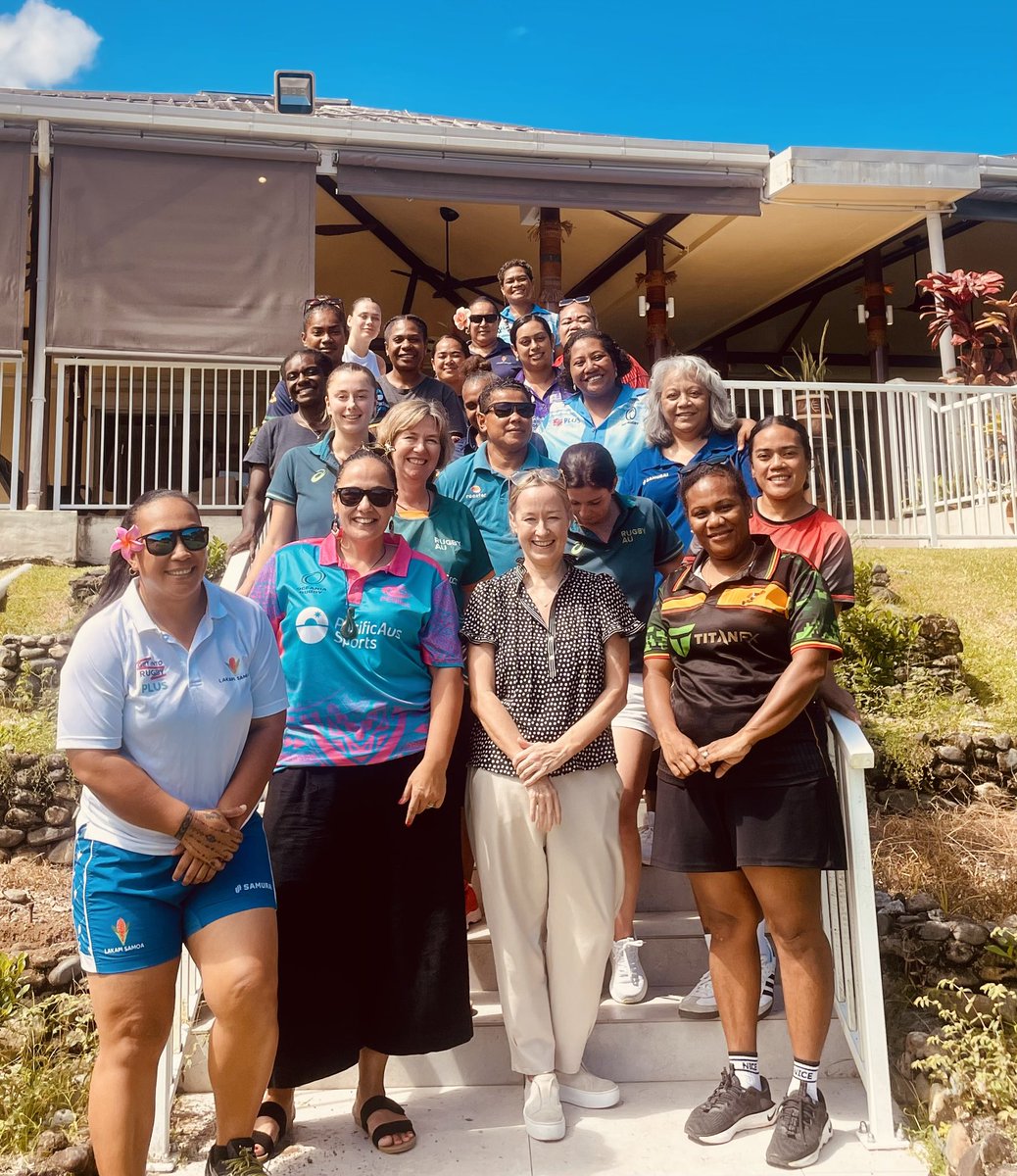 Ahead of the Women’s World Cup in 🏴󠁧󠁢󠁥󠁮󠁧󠁿we are thrilled to host women from 🇫🇯 🇸🇧 🇻🇺 🇹🇴 🇼🇸 🇵🇬 in #Suva this week. Amazing to meet such talented rugby professionals across Oceania, as leaders in women’s sport. #PacificWomenInSport #UKPacificPartnerships
