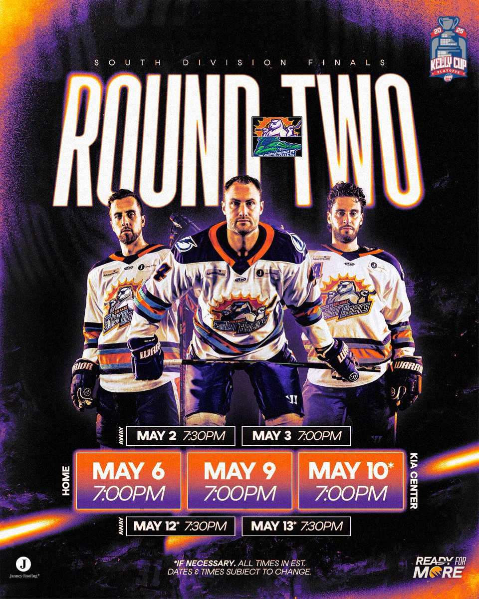 ROUND 2 IS SET! Tickets on sale at 10am tomorrow. See you soon <a href="/FL_Everblades/">Florida Everblades</a> 👀