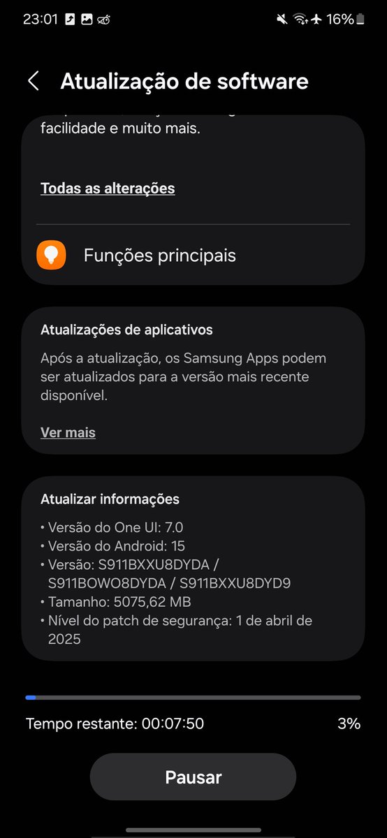 Finalmente S23 atualizando para a One Ui 7 no Brasil galeraaaa muito feliz já estava na horaaaa🤩🤩🤩