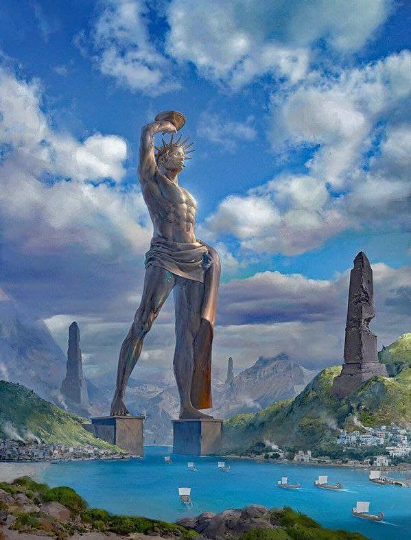 Andercot's tweet photo. We should be monument-maxxing, constructing towering edifices to living gods of our era, titans of industry, heroes dragging civilization forward by the skin of their teeth, flames shooting from the stony eyes of 600 ft giants, visible from space, carved from solid granite, etc https://t.co/s9NdnwIME3