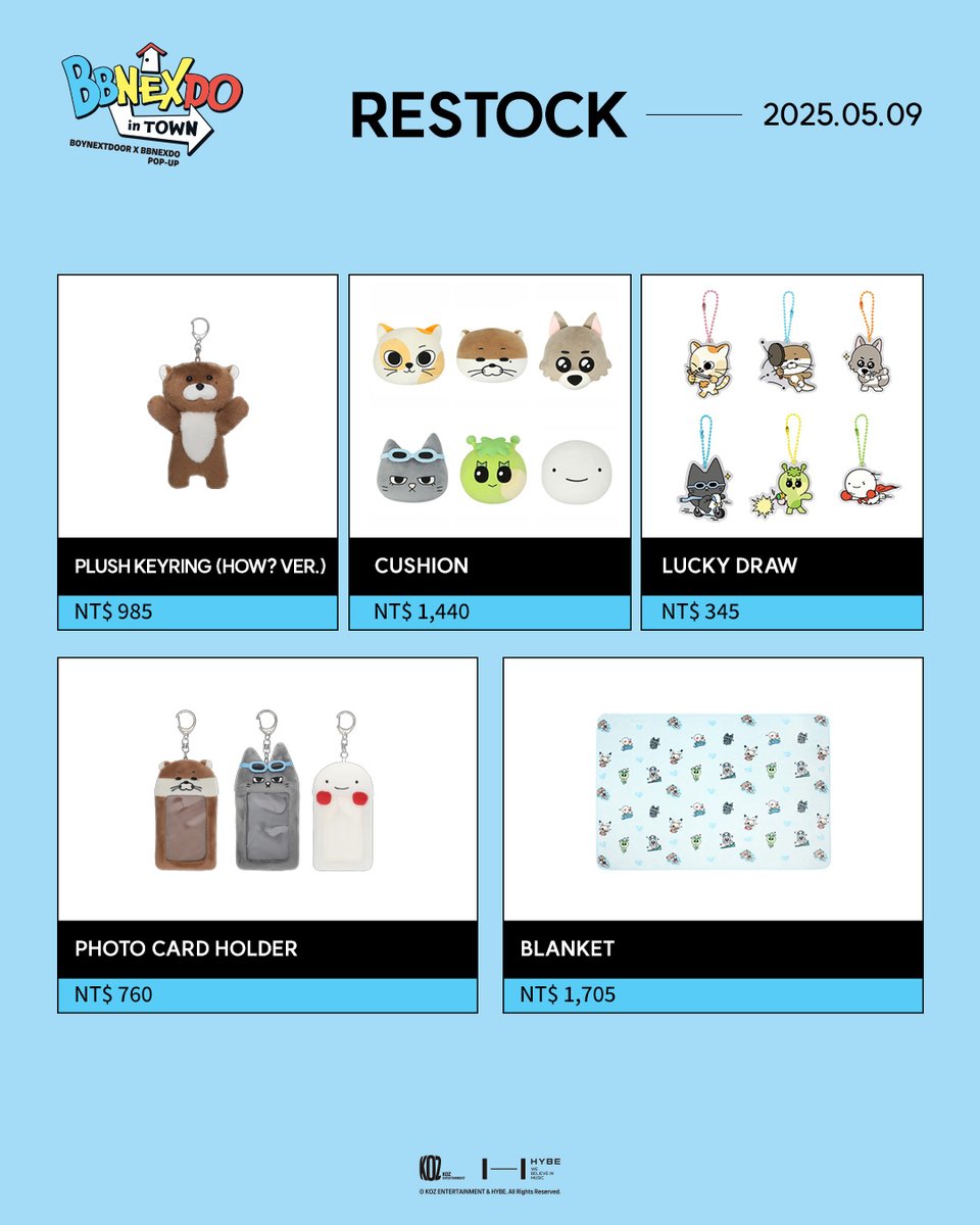 remc_official (@remc_official) on Twitter photo BOYNEXTDOOR X BBNEXDO POP-UP โBBNEXDO in Townโ in TAIPEI
๐ขMERCHANDISE RESTOCK INFORMATION
Some merch will be restocked on May 9!โจ
Please refer to the image for the restock list.
้จๅๅๅๅฐๆผ5ๆ9ๆฅ้ๆฐไธๆถ๏ผโจ
่ซๅ่ๅ็ๆฅ็่ฃ่ฒจๆธ
ๅฎใ
๐
2025. 04. 01 - 05. 11
โฐSunโThu | BOYNEXTDOOR X BBNEXDO POP-UP โBBNEXDO in Townโ in TAIPEI
๐ขMERCHANDISE RESTOCK INFORMATION
Some merch will be restocked on May 9!โจ
Please refer to the image for the restock list.
้จๅๅๅๅฐๆผ5ๆ9ๆฅ้ๆฐไธๆถ๏ผโจ
่ซๅ่ๅ็ๆฅ็่ฃ่ฒจๆธ
ๅฎใ
๐
2025. 04. 01 - 05. 11
โฐSunโThu |
