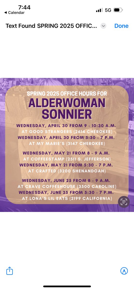 Hello 7th Ward! Every month, in both the morning &amp; evening, I move around to different local businesses for office hours &amp; am available for any reason you deem fit! Come say hi, uplift a constituent issue, talk policy, or anything else- no appointment needed! #AllNotSome