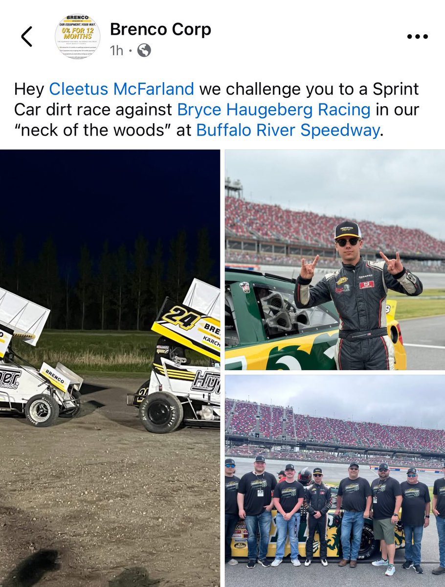 Let's get Cleetus to Buffalo River for a little friendly competition 👀 

Who wouldn't want to a 1v1 with sprint cars on dirt?