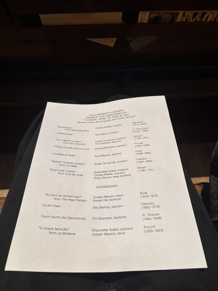 opera lovers of SF — there’s a free ACLU benefit concert in Mission Dolores Basilica RIGHT NOW! I just happened to be walking by; it’s marvelous