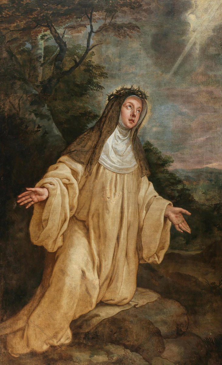 TempusFugit4016's tweet image. St. Catherine of Siena (1380)

She was six years old when she had her first vision of Our Lord. At fifteen, she joined the Sisters of Penitence of St. Dominic’s Third Order. For years she lived on the Holy Eucharist alone, and she received the stigmata. She died at thirty-three.