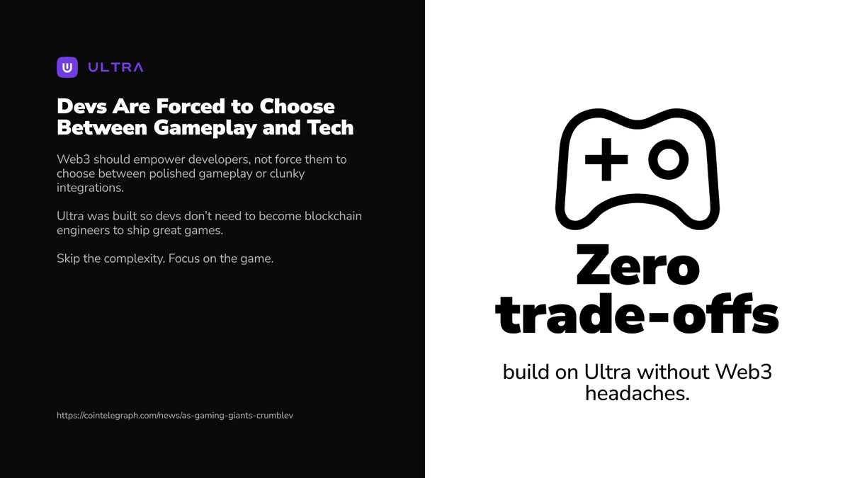 UltraEco_'s tweet photo. #UltraBytes ⚡

Web3 devs deserve better than duct-taped stacks and clunky UX.

Ultra is the upgrade: real infrastructure, zero compromises.

We're raising the bar. 💪 https://t.co/as6awcsTz8