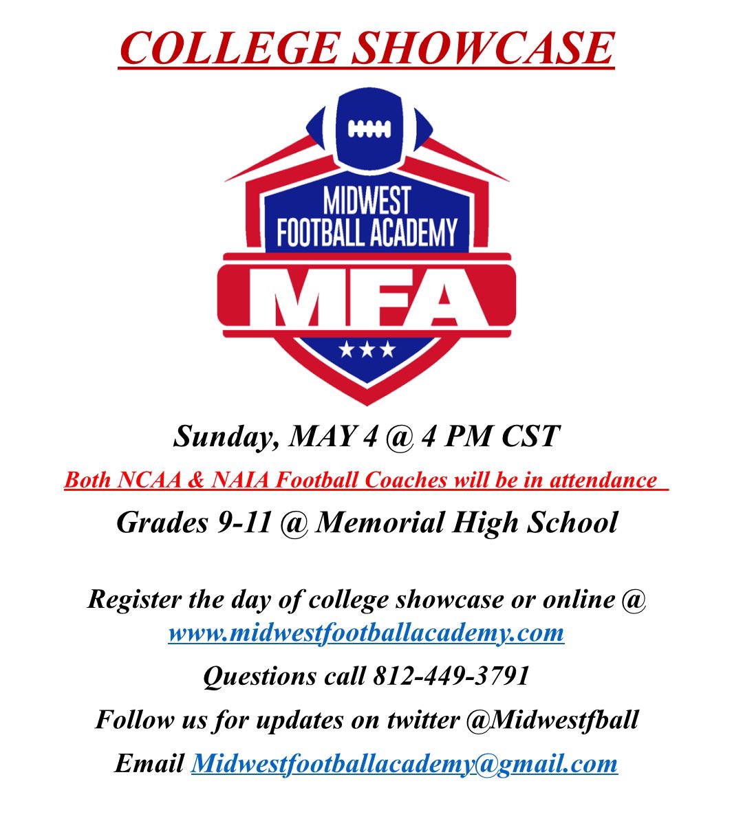 Many of our areas players are registered! Are you?
Midwestfootballacademy.com