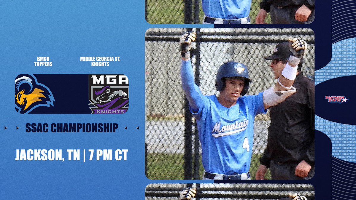 ⚾️SSAC CHAMPIONSHIP | DAY 1 POOL A

🆚 <a href="/MGAKnights/">Middle Georgia State Knights</a> 
📍Ballpark at Jackson | Jackson, TN
⌚️7 PM CT
🎟️ tinyurl.com/yv6hn2rk
📺 tinyurl.com/44kmnc2n
📊 tinyurl.com/yckf252p