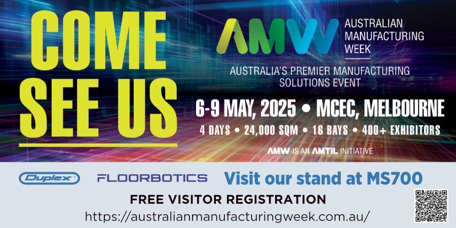 duplexcleaning's tweet photo. Duplex Cleaning Machines is exhibiting at #AMW2025
on 6 May 2025 at @MCEC 
See live demos of:
 – Steam &amp; conveyor cleaners
 – Robotic floor cleaning machines
We provide on-site free demos and consultations
#DuplexCleaning #AMW2025 #ManufacturingExpo #IndustrialCleaning #Melbourne https://t.co/g6prjh6yrR