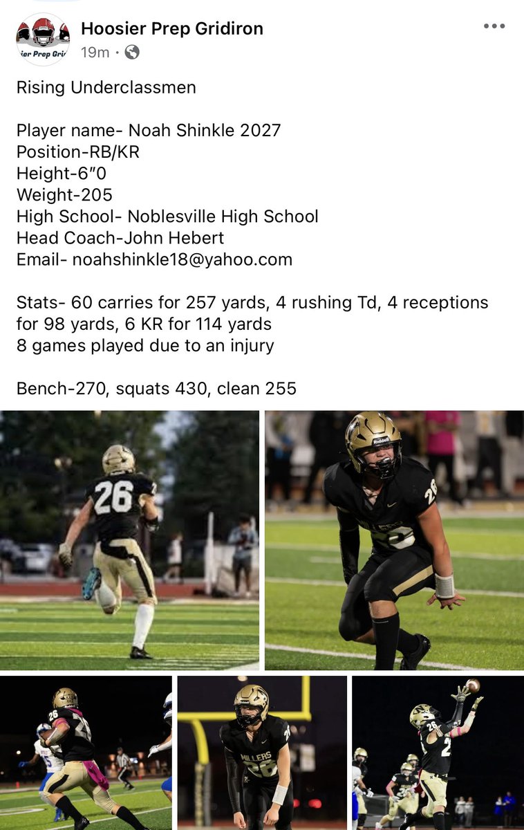Thank you Hoosier prep gridiron for the shoutout.